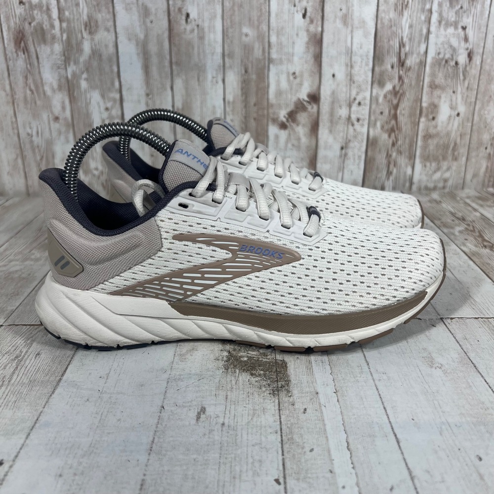 Brooks Anthem 4 Womens Running Shoes White Tan Brown 1204031B131 Size 7